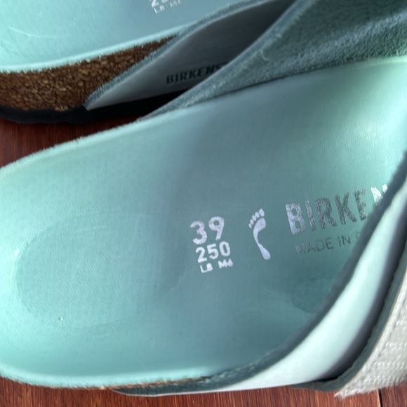 Birkenstock Uji Nubuck shine Leather straps slide sandals in surf green various - Picture 14 of 16